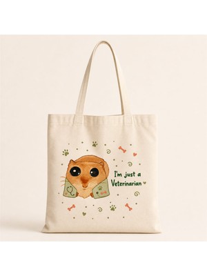 Sad Üzgün Hamster-Veteriner Baskılı Bez Çanta
