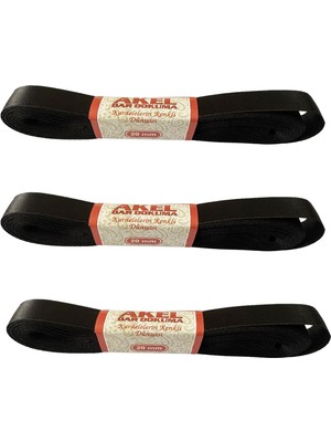 Akel Dar Dokuma Siyah Saten Kurdele - 2 Cm. x 10 Metre - 3 Adet