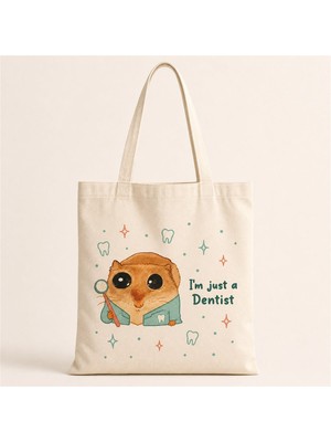 Hobimobi Sad Üzgün Hamster Dişçi Diş Doktorulacivert Baskılı Bez Çanta
