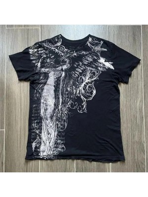 8line Siyah Vintage Angel Affaction Cyber Grunge Unisex T-Shirt
