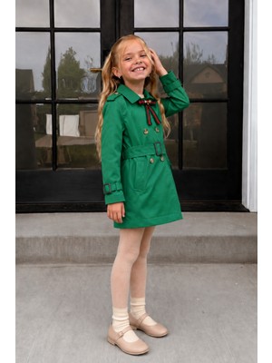Hc Kids Wear Yaka Aksesuarlı Kız Çocuk Trençkot