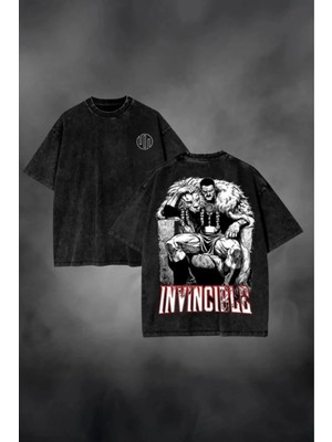 8line Siyah Yıkamalı Viltrumite Empire Thragg Vintage Wash Unisex T-Shirt