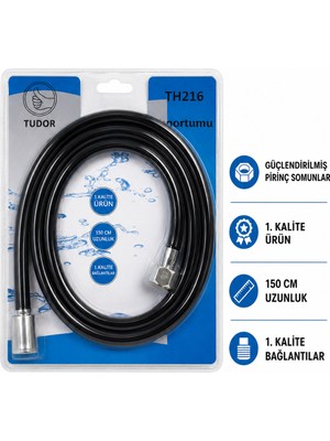 Tudor 150 cm Pvc Duş Hortumu Metal Somunlu