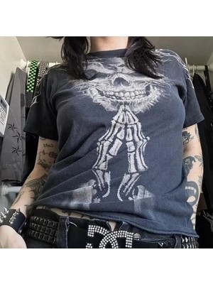 8line Füme Vintage Devil Skull Cyber Grunge Unisex T-Shirt