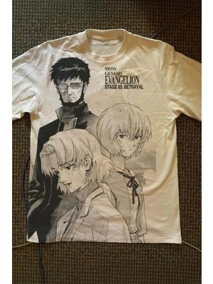 8line Beyaz Anime Neon Genesis Evangelion Y2K Unisex T-Shirt
