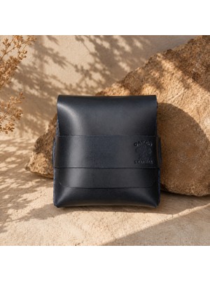 Oakco Leather Hakiki Deri Lacivert Minimal Cüzdan