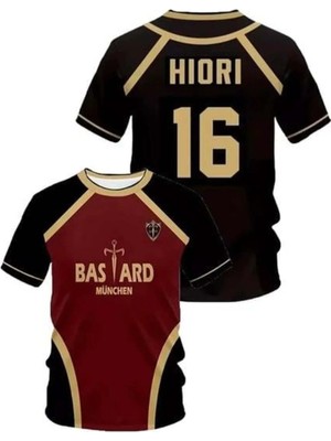 8line Siyah Bordo Anime Blue Lock 16 Hiori Forma Unisex T-Shirt