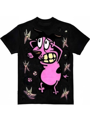 8line Siyah Courage The Cowardly Dog Y2K Unisex T-Shirt
