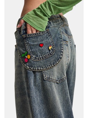 It's Basic Kadın Kot Renk 4W6-31 Barrel Fit Bol Kesim Icon Detaylı Özel Tasarım Denim Jean