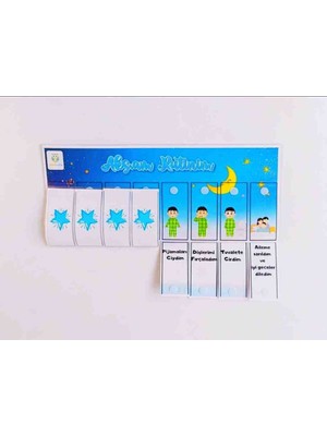 Mini Sofia Minisofia Erkek Çocuk Akşam Rutinim Sorumluluk Çizelgesi - Cırt Cırtlı Eğitici Rutin Panosu - Montessori Davranış ve Görev Takvimi