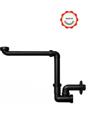 Dallmer Yer Kazandıran Siyah Lavabo Sifonu 137 - Lavabo Dolabında ve Çekmecesinde, Lavabo Altında Duvara Bitişik Montajlı Koku Önleyici S Sistemi, Kolay Temizlenir Giderli, Ayarlanabilir Borulu