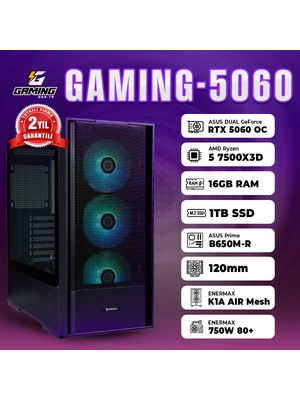 GamingGenTR GAMING-5060 / AMD Ryzen 5 7500X3D / ASUS Dual GeForce RTX 5060 8GB / 16GB Ram / 1TB SSD OEM Paket
