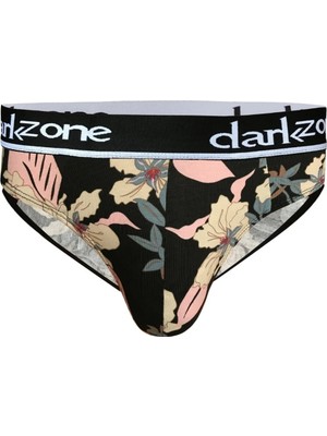 Darkzone Erkek Çiçek Desenli Siyah Pamuklu Lastikli Slip Külot
