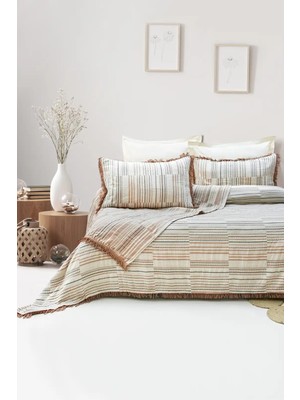 Meks Şaheser Home Collection Yatak Örtüsü Çift Kişilik Müslin Lia Kiremit