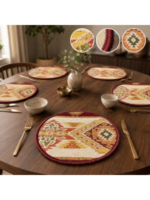Bk Gift 6 Adet El Yapımı Anadolu Izleri Kilim Kumaşı Supla Koleksiyonu 27CM -6