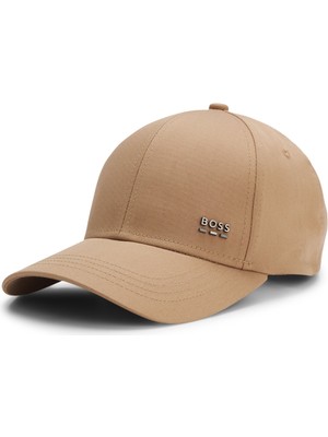 Boss Erkek Uv Korumalı Pamuklu Kumaş Metalik Logo Detaylı Ayarlanabilir Tokalı Kahverengi Şapka 50555479-260