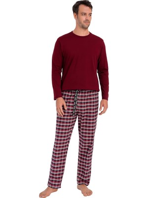 Meks Pijalüx Erkek Kareli Poplin Cepli Alt Pijama