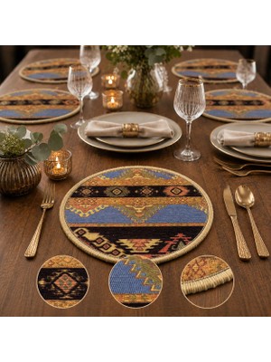 Bk Gift 6 Adet El Yapımı Anadolu Izleri Kilim Kumaşı Supla Koleksiyonu 27CM -7