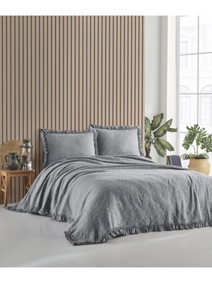 Meks Şaheser Home Collection Yatak Örtüsü Çift Kişilik Ilda Gri