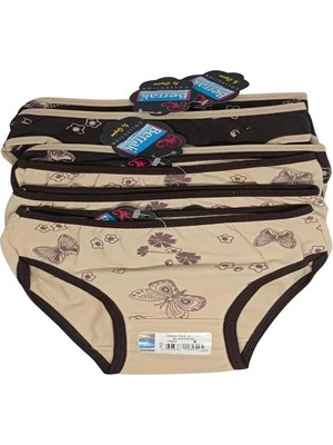 Meks 2566 Berrak  Kız  Kahverengii  Baskılı Bikini 6 Adet 1-2 Yaş