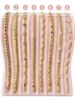 Xuping Jewelry 14K Altın Renk Çelik Bileklik – 8 Model Seçenekli Taşlı ve Şık Kadın Bileklik – Adet Fiyatıdır