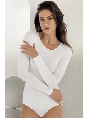 Meks Şahinler Kadın Uzun Kollu Bisiklet Yaka Çıtçıtlı Body B866