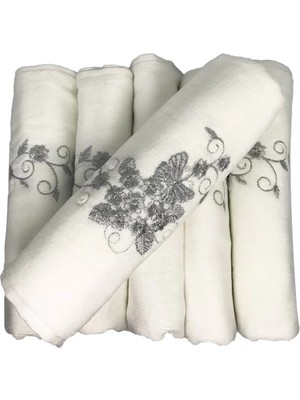 Meks Bulteks Simli Nakışlı Kadife Desen 2 Havlu 30X50