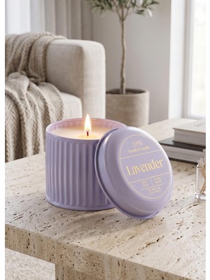 The Mia Calm Lavanta Kokulu Lila Kapaklı Mum 600 gr 10X10