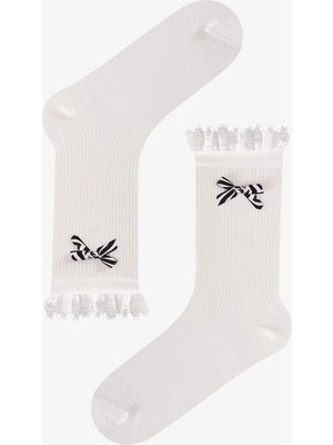 Penti Marsmelov Zebra Bowtie Pamuklu Soket Çorap