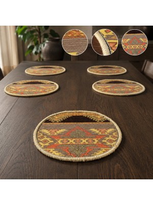 Bk Gift 6 Adet El Yapımı Anadolu Izleri Kilim Kumaşı Supla Koleksiyonu 27CM -2