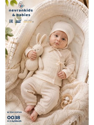 Unisex Müslin Kumaş Bi Organik %100 Pamuk 3 Parça Takım