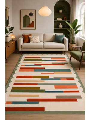 Bazaar Forum Dijital Baskı Pamuk Dokuma Kaymaz Taban Salon Halısı – Antre, Koridor ve Oda Için