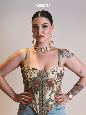 Venetriv Kilim Desen Yeşil Korse Büstiyer