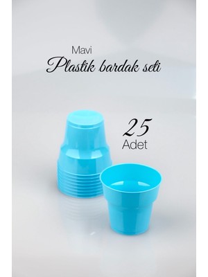Ezupack 25'li 180 cc Mavi Renk Lüx Sert Plastik Parti Bardak Doğum Günü Sunum Davet Nişan Söz Akrilik Mika