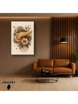 Gaagart Tekli Dikey Kanvas Tablo Çiçekli Pankreas Anatomisi Gastroenteroloji Klinik Dekoru