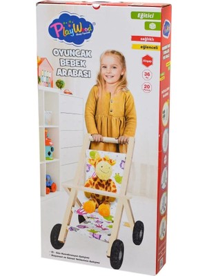 Die Grup ONY-386 Ahşap Oyuncak Bebek Arabası -Onyıl