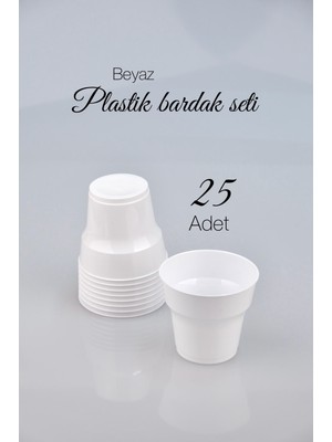 Ezupack 25'li 180 cc Beyaz Renk Lüx Sert Plastik Parti Bardak Doğum Günü Sunum Davet Nişan Söz Akrilik Mika