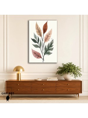 Gaagart Tekli Dikey Kanvas Tablo Pastel Renkli Yaprak Dalı Iskandinav Minimal Duvar Dekoru