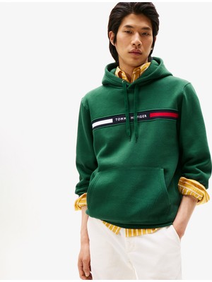 Tommy Hilfiger Chest Insert Erkek Yeşil Hoodie