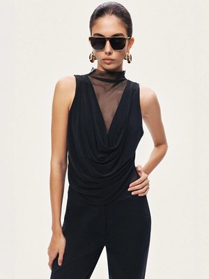 Nocturne Transparan Detaylı Degaje Yaka Body 14147