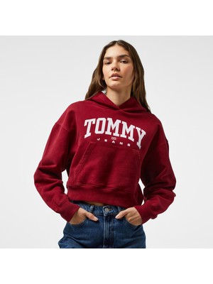 Tommy Hilfiger Tommy Jeans Kadın Kırmızı Sweatshirt