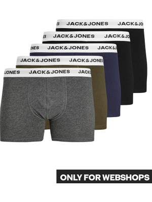 Jack & Jones Erkek Logolu Beli Lastikli 5'li Boxer Paketi - Basic