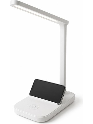Umiya Telefon Standlı Şarjlı LED Masa Lambası 3 Kademe Işık Ayarlı Taşınabilir Çalışma ve Gece Aydınlatması