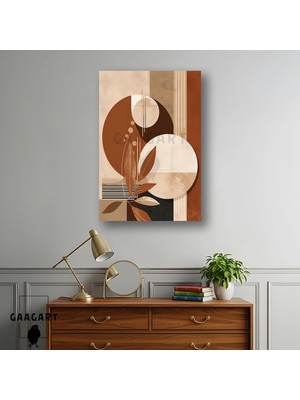 Gaagart Tekli Dikey Kanvas Tablo Kahve Bej Geometrik Formlar Retro Modern Tasarım