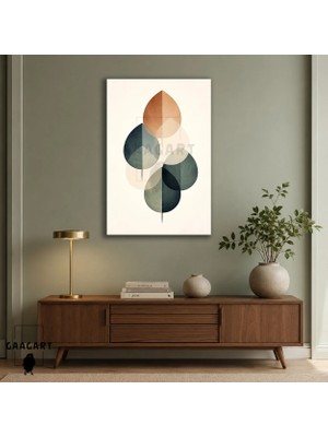 Gaagart Tekli Dikey Kanvas Tablo Şeffaf Geometrik Yaprak Formları Soft Renkli Minimal Tasarım