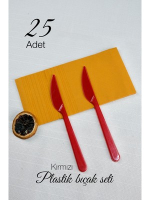 Ezupack 25'li Lüx Sert Plastik Kırmızı Bıçak Parti Doğum Günü Sunum Davet Nişan Söz Kullan At Organizasyon