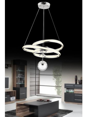 SEBA AYDINLATMA Pera Kaos Krom Küre LED Kumandalı (Beyaz, Sarı, Gün Işığı) Salon Mutfak Oturma Odası Avize SB-LD-562