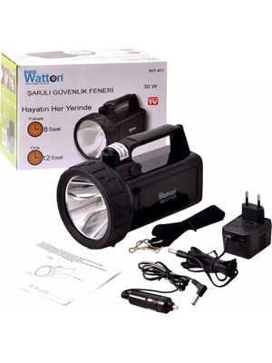 Watton 30W Güçlü LED Fener Yüksek Parlaklık Güvenlik Kullanımı WT-401