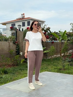 Guzu & Çarşı Kadın Modal Dokulu Kumaş Yanı Şeritli Takım