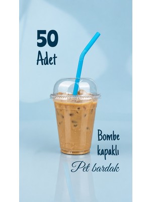 350 cc Kapaklı Pipetli Sert Plastik Bardak Pet Bardak Limonata Soğuk Içecek Milkshake Bardağı